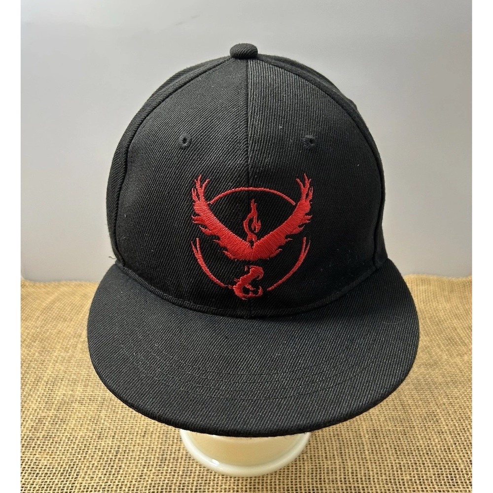 Pokemon Go Team Valor Hat Black Red Moltres Embroidered Snapback Baseball Cap